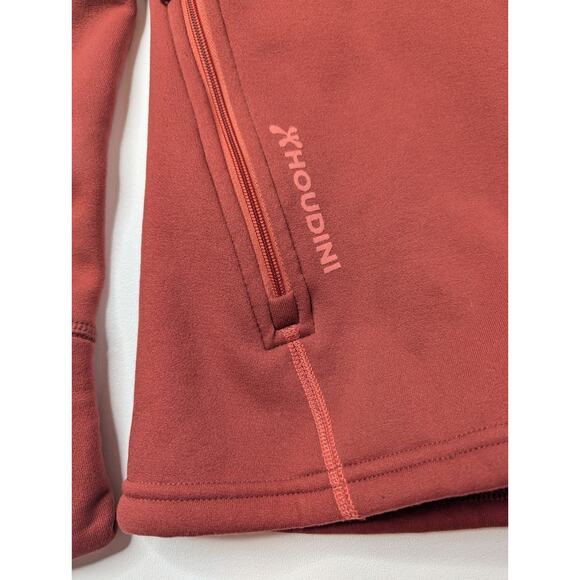 Houdini Power Fleece Hoodie Womens Large Brick Red Thumb Hole Sleeve Full Zipper - Picture 2 of 15
